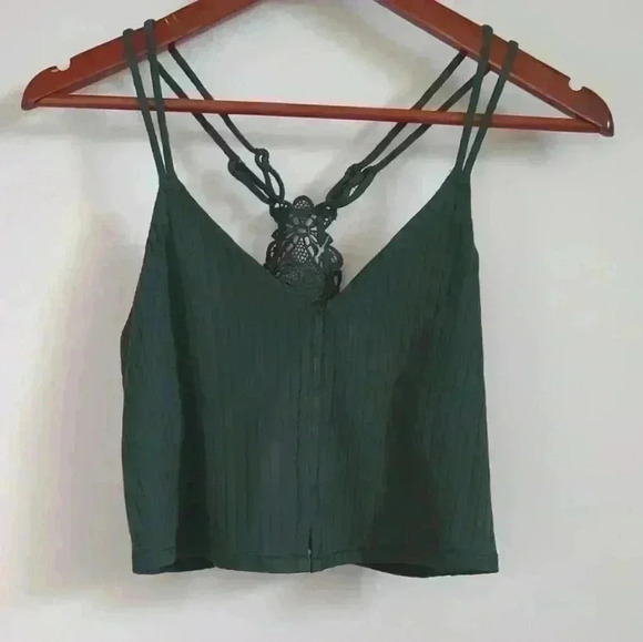 AERIE | Dark Green Racerback with Lace Bralette Size Small - Picture 1 of 5
